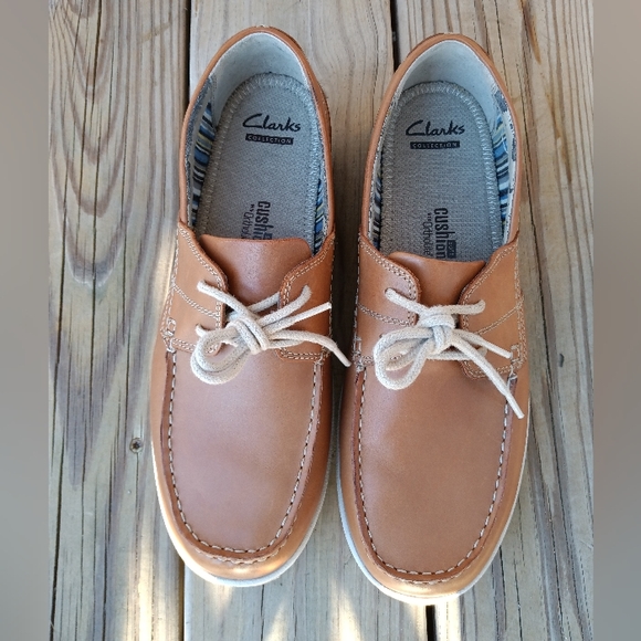 Clarks | Fallston Tan Leather Boat Shoes Cushion Ortholite Men's Size 10 - Picture 15 of 16